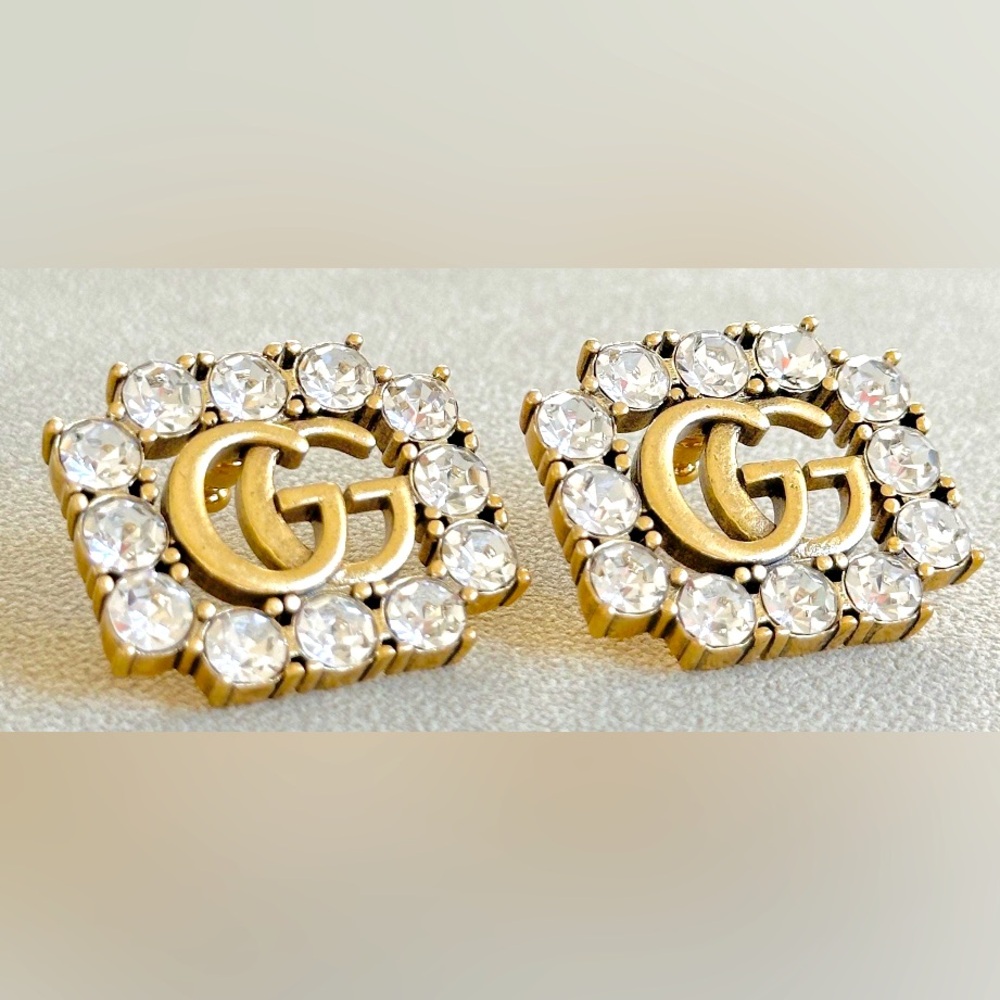 Gucci Gold-tone GG Crystal Stud Earrings